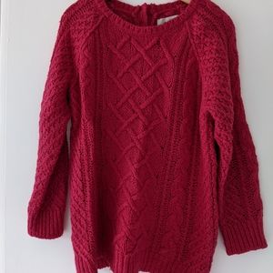 Deep pink cable knit chunky sweater